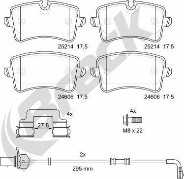 Breck 25214 00 554 00 - Комплект спирачно феродо, дискови спирачки vvparts.bg