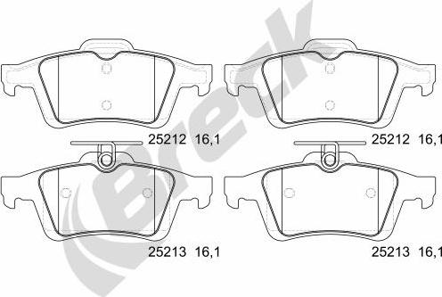 Breck 25212 00 702 00 - Комплект спирачно феродо, дискови спирачки vvparts.bg