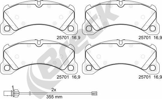 Breck 25701 00 553 00 - Комплект спирачно феродо, дискови спирачки vvparts.bg