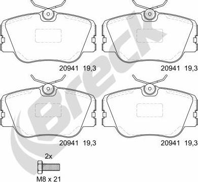 Breck 20941 00 701 00 - Комплект спирачно феродо, дискови спирачки vvparts.bg