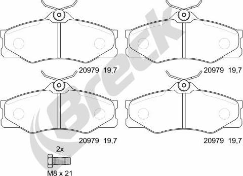 Breck 20979 00 703 00 - Комплект спирачно феродо, дискови спирачки vvparts.bg