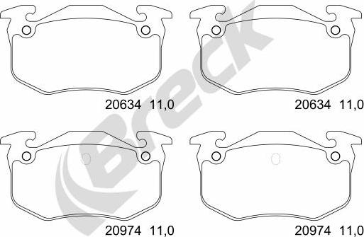 Breck 20973 00 704 00 - Комплект спирачно феродо, дискови спирачки vvparts.bg