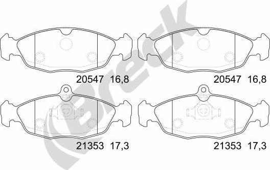 Breck 20547 00 702 00 - Комплект спирачно феродо, дискови спирачки vvparts.bg