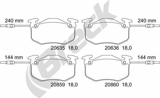 Breck 20635 00 702 10 - Комплект спирачно феродо, дискови спирачки vvparts.bg