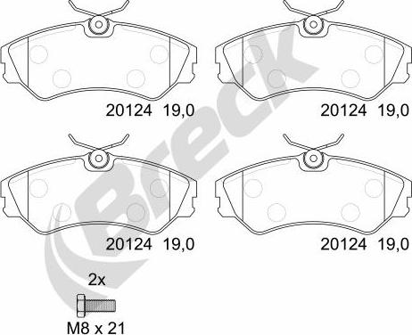 Breck 20124 00 701 00 - Комплект спирачно феродо, дискови спирачки vvparts.bg