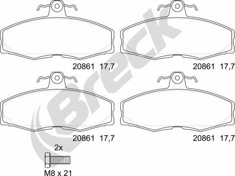 Breck 20861 00 702 00 - Комплект спирачно феродо, дискови спирачки vvparts.bg