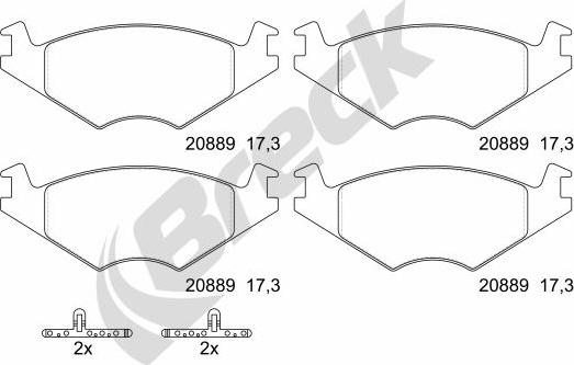 Breck 20889 00 702 00 - Комплект спирачно феродо, дискови спирачки vvparts.bg