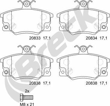 Breck 20833 00 701 10 - Комплект спирачно феродо, дискови спирачки vvparts.bg