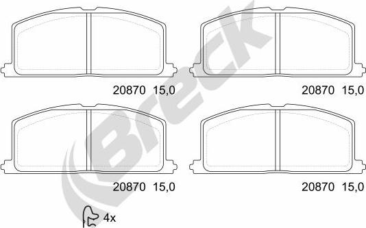 Breck 20870 00 701 10 - Комплект спирачно феродо, дискови спирачки vvparts.bg