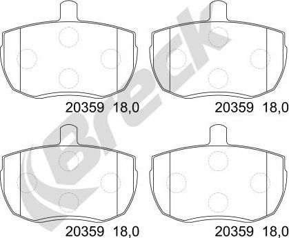 Breck 20359 00 701 00 - Комплект спирачно феродо, дискови спирачки vvparts.bg