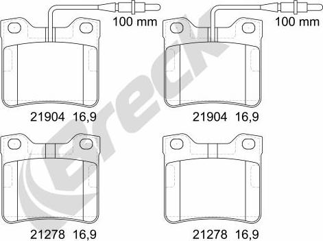 Breck 21904 00 701 10 - Комплект спирачно феродо, дискови спирачки vvparts.bg