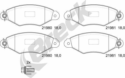 Breck 21980 00 702 00 - Комплект спирачно феродо, дискови спирачки vvparts.bg