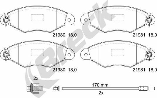 Breck 21980 00 702 10 - Комплект спирачно феродо, дискови спирачки vvparts.bg