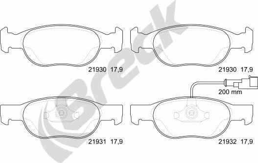 Breck 21930 00 702 10 - Комплект спирачно феродо, дискови спирачки vvparts.bg