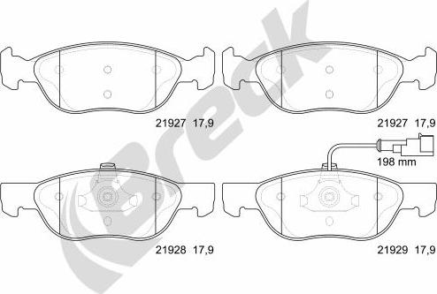 Breck 21927 00 702 10 - Комплект спирачно феродо, дискови спирачки vvparts.bg