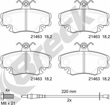 Breck 21463 00 702 10 - Комплект спирачно феродо, дискови спирачки vvparts.bg