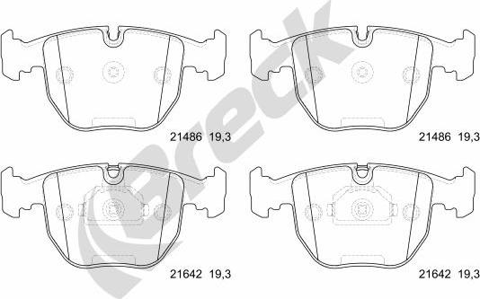 Breck 21486 00 701 10 - Комплект спирачно феродо, дискови спирачки vvparts.bg