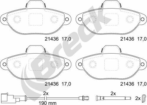 Breck 21436 00 702 10 - Комплект спирачно феродо, дискови спирачки vvparts.bg