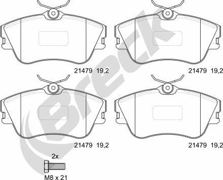 Breck 21479 00 703 00 - Комплект спирачно феродо, дискови спирачки vvparts.bg