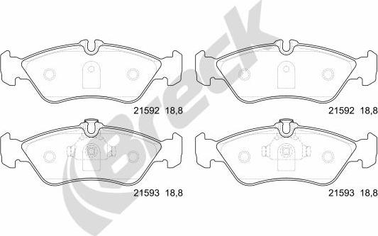 Breck 21592 00 705 10 - Комплект спирачно феродо, дискови спирачки vvparts.bg