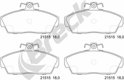 Breck 21515 00 702 10 - Комплект спирачно феродо, дискови спирачки vvparts.bg