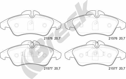 Breck 21576 00 703 10 - Комплект спирачно феродо, дискови спирачки vvparts.bg