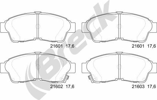 Breck 21601 00 701 10 - Комплект спирачно феродо, дискови спирачки vvparts.bg