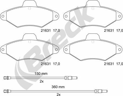 Breck 21631 00 701 10 - Комплект спирачно феродо, дискови спирачки vvparts.bg