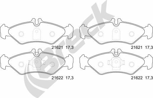 Breck 21621 00 705 10 - Комплект спирачно феродо, дискови спирачки vvparts.bg