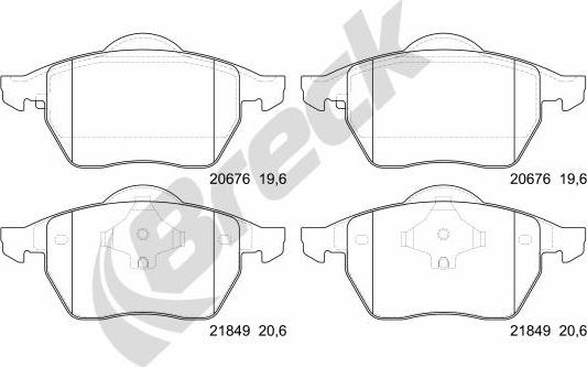 Breck 21848 00 701 00 - Комплект спирачно феродо, дискови спирачки vvparts.bg