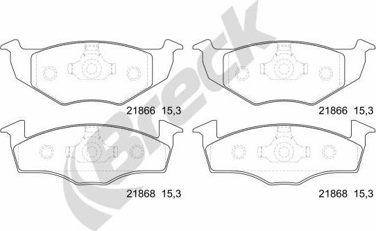 Breck 21866 00 702 00 - Комплект спирачно феродо, дискови спирачки vvparts.bg