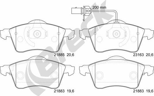 Breck 21885 00 701 10 - Комплект спирачно феродо, дискови спирачки vvparts.bg