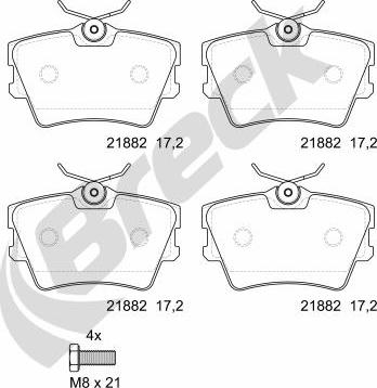 Breck 21882 00 704 00 - Комплект спирачно феродо, дискови спирачки vvparts.bg