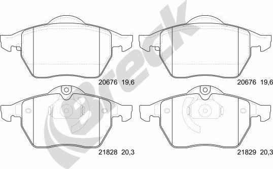 Breck 21829 00 701 00 - Комплект спирачно феродо, дискови спирачки vvparts.bg