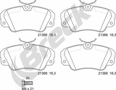 Breck 21368 00 701 00 - Комплект спирачно феродо, дискови спирачки vvparts.bg