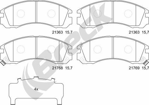 Breck 21363 00 701 10 - Комплект спирачно феродо, дискови спирачки vvparts.bg