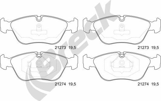 Breck 21273 00 701 00 - Комплект спирачно феродо, дискови спирачки vvparts.bg