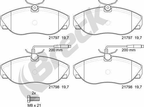 Breck 21797 00 703 10 - Комплект спирачно феродо, дискови спирачки vvparts.bg