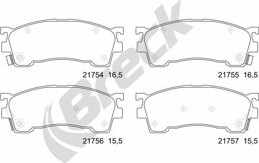 Breck 21754 00 701 10 - Комплект спирачно феродо, дискови спирачки vvparts.bg