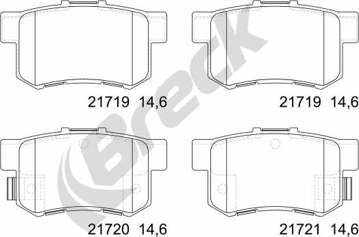 Breck 21719 00 704 00 - Комплект спирачно феродо, дискови спирачки vvparts.bg