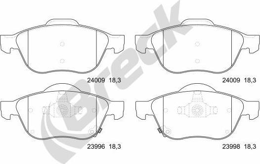 Breck 23996 00 701 00 - Комплект спирачно феродо, дискови спирачки vvparts.bg