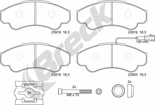 Breck 23919 00 703 10 - Комплект спирачно феродо, дискови спирачки vvparts.bg