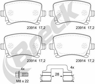 Breck 23914 00 704 10 - Комплект спирачно феродо, дискови спирачки vvparts.bg