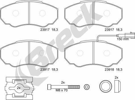 Breck 23917 00 703 10 - Комплект спирачно феродо, дискови спирачки vvparts.bg