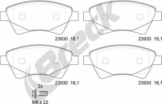 Breck 23930 00 702 00 - Комплект спирачно феродо, дискови спирачки vvparts.bg