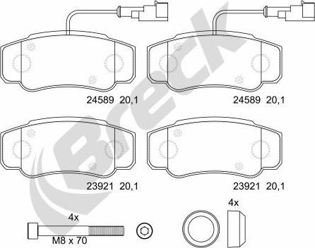 Breck 23921 00 703 10 - Комплект спирачно феродо, дискови спирачки vvparts.bg