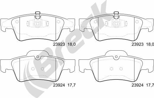 Breck 23923 00 702 00 - Комплект спирачно феродо, дискови спирачки vvparts.bg