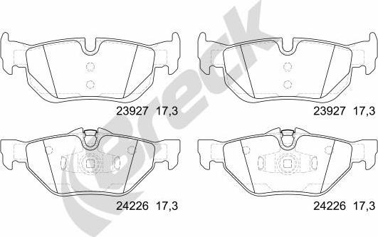 Breck 23927 00 704 00 - Комплект спирачно феродо, дискови спирачки vvparts.bg