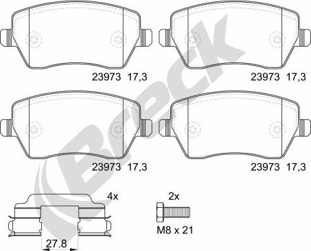 Breck 23973 00 651 00 - Комплект спирачно феродо, дискови спирачки vvparts.bg