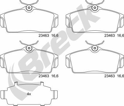 Breck 23463 00 701 00 - Комплект спирачно феродо, дискови спирачки vvparts.bg